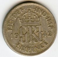 Grande Bretagne Great Britain 6 Pence 1942 Argent KM 852 - H. 6 Pence