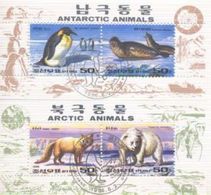 Korea 1996 - 2 M/S Arctic Antarctic Polar Marine Animals Mammals Nature Fauna Bear Fox Seal Sea Stamps CTO Sc 3544 - Faune Arctique