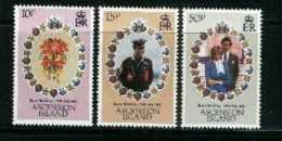 ASCENSION, 1981, Mint Never Hinged Stamp(s), Wedding Diana & Charles, 299-301, M2070 - Ascension