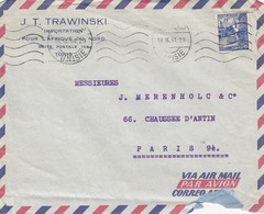 LETTRE TUNISIE. 14 9 54.  ETABLISSEMENTS J.T. TRAWINSKI IMPORTATION POUR L'AFRIQUE DU NORD TUNIS POUR PARIS - Lettres & Documents