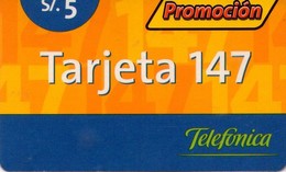 PERU. TARJETA 147. Promocion In Yellow Zone. 5 S/. 08-2002. HECHO EN COLOMBIA. (003) - Peru