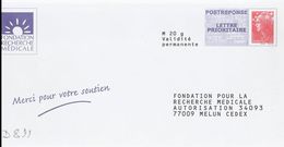 D0811 - Entier Postal / Stationery / PAP Réponse Beaujard Fondation Recherche Médicale - Agrément 10P231 - Prêts-à-poster:Answer/Beaujard