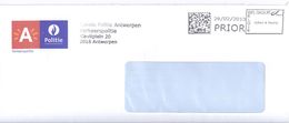 2013 POLITIE POLICE A LOGO OP ENVELOPPE MET GRIJZE PRIOR COLLECT AND STAMP MACHINE AFSTEMPELING - 2000-...