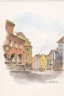 CARTOLINA - POSTCARD - AUSTRIA - SCHARDING - BLICK VOM OBEREN ZUM UNTEREN STADTPLATZ - Schärding