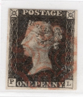 GB Queen Victoria 1840 Four Margin Penny Black.  This Stamp Is In Very Fine Used Condition. - Usati