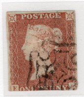 GB Queen Victoria 1841 1d Orange Red Brown.  This Stamp Is In Very Fine Used Condition Cancelled With A Maltese Cross. - Usati