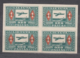 Lithuania Litauen 1921 Mi#106 U Mint Hinged Imperforated Piece Of Four - Lithuania