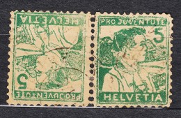 Switzerland Pro Juventute 1915 Mi#128 Used Tete-beche Pair - Unused Stamps
