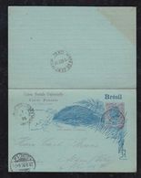 Brazil Brasil 1895 BP 52 80R Stationery Question/reply Card RIO GRANDE To ALTONA Germany - Interi Postali