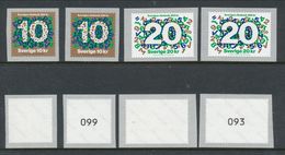 Sweden 2018. Facit # 3220-3221. Riksbanken 300 Years, Set Of 4 Coil Stamps With And Without # On Back. MNH (**) - Neufs