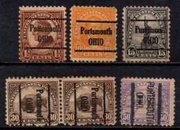 USA Precancel Vorausentwertung Preo, Locals "PORTSMOUTH" (OHIO). 6 Différents. - Varietà, Errori & Curiosità