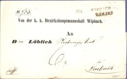 Slovenia Vipava 1852, Briefhülle, Zweizeil-Stempel Wippach, Österreichisch Nach Laibach - Covers & Documents