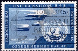 UNITED NATIONS 1951 Air.  Swallows And U.N. Emblem - 15c - Blue FU - Poste Aérienne