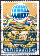UNITED NATIONS 1974  Globe Over U.N. Emblem And Flags - 18c Multicoloured FU - Gebruikt
