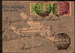 87331) ITALIA - STORIA POSTALE - OCCUPAZIONE AMERICANA SICILIA Con 2x1l.+50c. Amlire Da Naso A Philadelpia-il 27/3/1944 - Occ. Anglo-américaine: Sicile