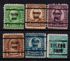 USA Precancel Vorausentwertung Preo, Locals "TOLEDO" (OHIO). 6 Différents. - Vorausentwertungen