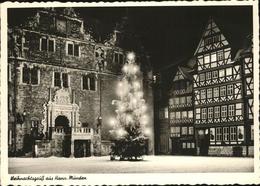 41276243 Hann. Muenden Weihnachtsbaum Nacht Fachwerkhaus Bonaforth - Hannoversch Münden