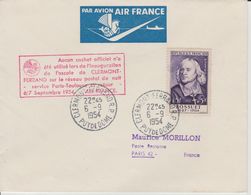 France 1954 Escale Clermont Ferrand Service Paris-Toulouse - First Flight Covers