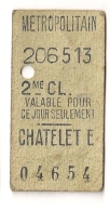 ANCIEN TICKET DE METRO PARIS CHATELET E  CP1611 - Europe