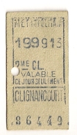 ANCIEN TICKET DE METRO PARIS CLIGNANCOURT CP1611 - Europe