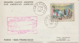 France 1967 Première Liaison Paris-New York-San Francisco - Erst- U. Sonderflugbriefe