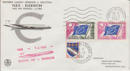 France 1964 Première Liaison Paris-Washington - Erst- U. Sonderflugbriefe