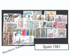 Complete Year Set Spain 1981 - 38 Values + 2 BF - Yv. 2233-2271 / Ed. 2599-2643, MNH - Full Years