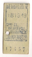 ANCIEN TICKET DE METRO PARIS CHAMPERRET CP1614 - Europa