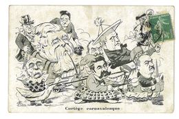 CPA G. LION CORTEGE CARNAVALESQUE Caricature Politique Satirique Illustrateur 1908 - Lion
