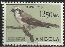 Angola 1951 Birds In Natural Colors A32 White Crowned Shrike MLH - Cuckoos & Turacos