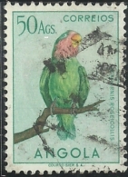 Angola 1951 Birds In Natural Colors A31 Rosy Faced Lovebird Canc - Paons