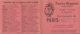 MENTON . PARIS FRANCE . POUR SOSPEL - Chèques & Chèques De Voyage