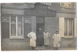 VIARMES (95) Carte Photo Devanture Magasin Peinture Vitrerie Décors Blondin Animation - Viarmes