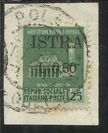 OCCUPAZIONE JUGOSLAVIA IUGOSLAVIA ISTRA ISTRIA POLA 1945 SOPRASTAMPATO D'ITALIA ITALY CENT. 50 SU 25 C USATO USED - Yugoslavian Occ.: Trieste