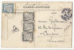 Carte Postale Pontoise, 1904, Envoyée Au Tarif Imprimé, Affranchie à 1ct (recto) Et Taxée à 8 Cts - 1859-1959 Briefe & Dokumente