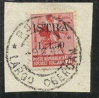 OCCUPAZIONE JUGOSLAVIA IUGOSLAVIA ISTRA ISTRIA POLA 1945 SOPRASTAMPATO D'ITALIA ITALY 1,50 LIRE SU 75 C USATO USED - Ocu. Yugoslava: Trieste