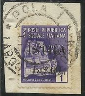 OCCUPAZIONE JUGOSLAVIA IUGOSLAVIA ISTRA ISTRIA POLA 1945 SOPRASTAMPATO D'ITALIA ITALY LIRE 2 SU 1 L. USATO USED - Yugoslavian Occ.: Trieste