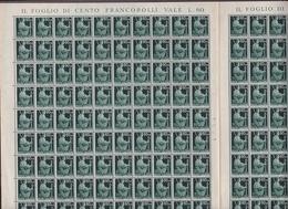 1945 1948 Italia Repubblica DEMOCRATICA 60 CENT 200 Valori In Doppio Foglio MNH** Double Sheet - Ganze Bögen