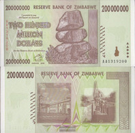 Zimbabwe Pick-number: 81 Uncirculated 2008 200 Million. Dollars - Zimbabwe