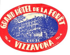 CORSE GRAND HOTEL DE VIZZAVONA Etiquette Bagages - Luggage Label - Otros & Sin Clasificación