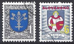 SLOVAKIA 1993-1996 Heraldry - Coat Of Arms; Dubnica Nad Vahom & Senica Postally Used MICHEL # 177,256 - Oblitérés