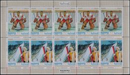 MANAMA 1970 Olympics Sapporo 1972 2R/5R Ice-hockey Ski-jump Se-tenant COMPLETE SHEET:10 Stamps [feuilles] - Winter 1972: Sapporo