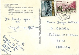 1965- C P De Canillo  Affr. à 0,30f Et 1,50 Peseta Oblit. Agence Postale De SOLDEU / Vallées-d'Andorre - Briefe U. Dokumente