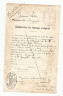 Notification DeMARIAGE RELIGIEUX , Diocèse De Poitiers , Paroisse De MAZEUIL , 1912, Frais Fr 1.45 E - Ohne Zuordnung