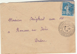 ESC 30c Semeuse O. Facteur Boitier Rigny Sur Arroux Saône Et Loire 1925 - 1921-1960: Modern Period