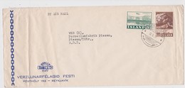 ISLANDE 1953 LETTRE DE REYKJAVIK  TIMBRDS THEME VOLCAN - Covers & Documents