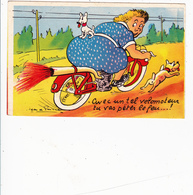 CPSM Femme Grosse Sur Un Vélomoteur 2 Roues Motocyclette Péter Le Feu Illustrateur J. De PREISSAC - Preissac