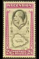 1934 2s6d Black And Bright Purple With TEARDROPS FLAW, SG 29a, Mint Very Lightly Hinged, trace Natural Magenta Offset On - Ascensión