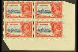 1935 Silver Jubilee 1½d Deep Blue And Scarlet, SG 31, Never Hinged Mint Lower Right Corner Block Of Four Including The K - Ascension (Ile De L')