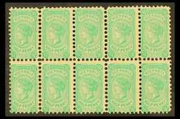 VICTORIA 1901-10 ½d Blue-green, Die I, Wmk Sideways, SG 384, Never Hinged Mint Block Of 10. For More Images, Please Visi - Andere & Zonder Classificatie